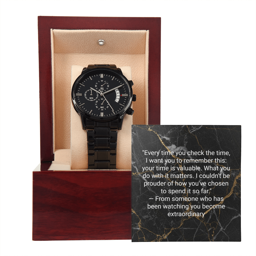 Black Chronograph Watch for Son — Graduation & Birthday Gift
