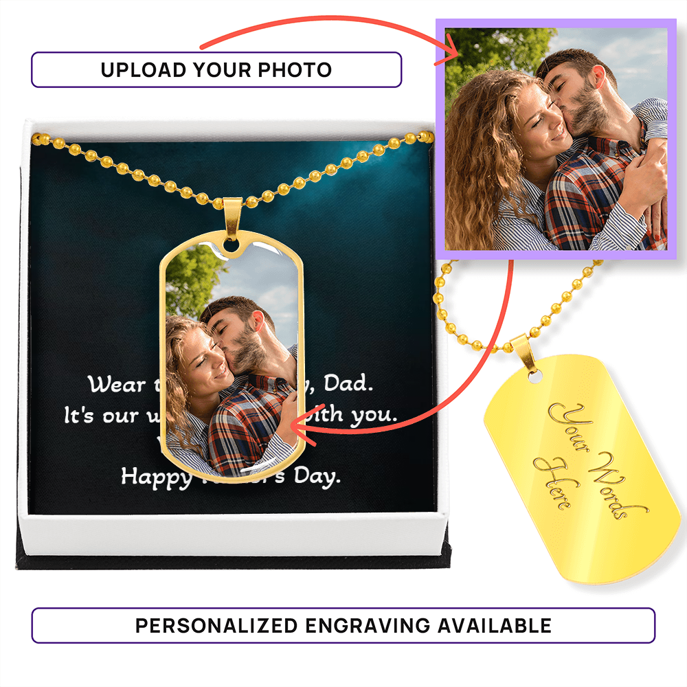 Engraved Dog Tag Necklace for Dad — Birthday Gift from Kids
