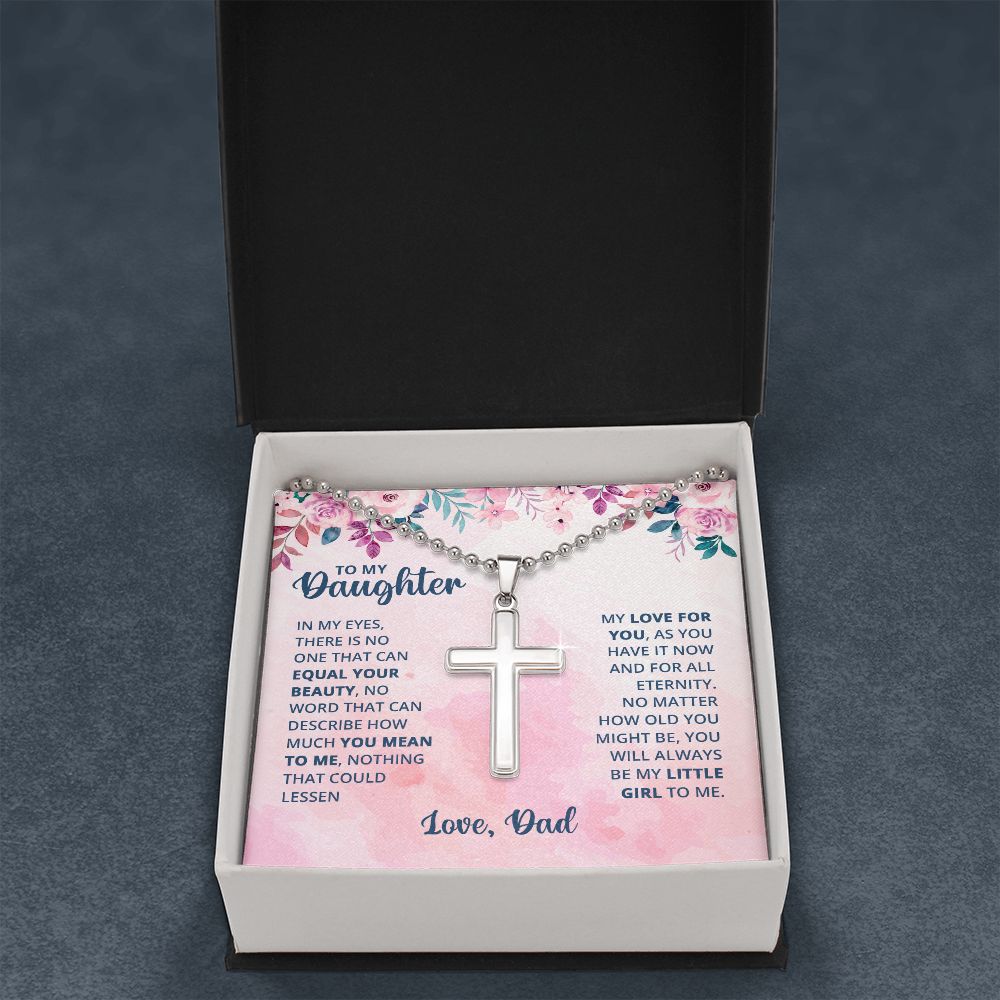 Gift For Daughter - Stainless Cross Necklace - From Dad