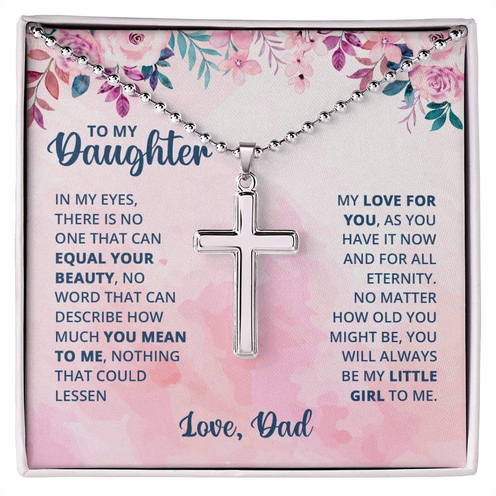 Gift For Daughter - Stainless Cross Necklace - From Dad