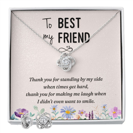 Gift For My Best Friend - Love Knot Earring & Necklace Set