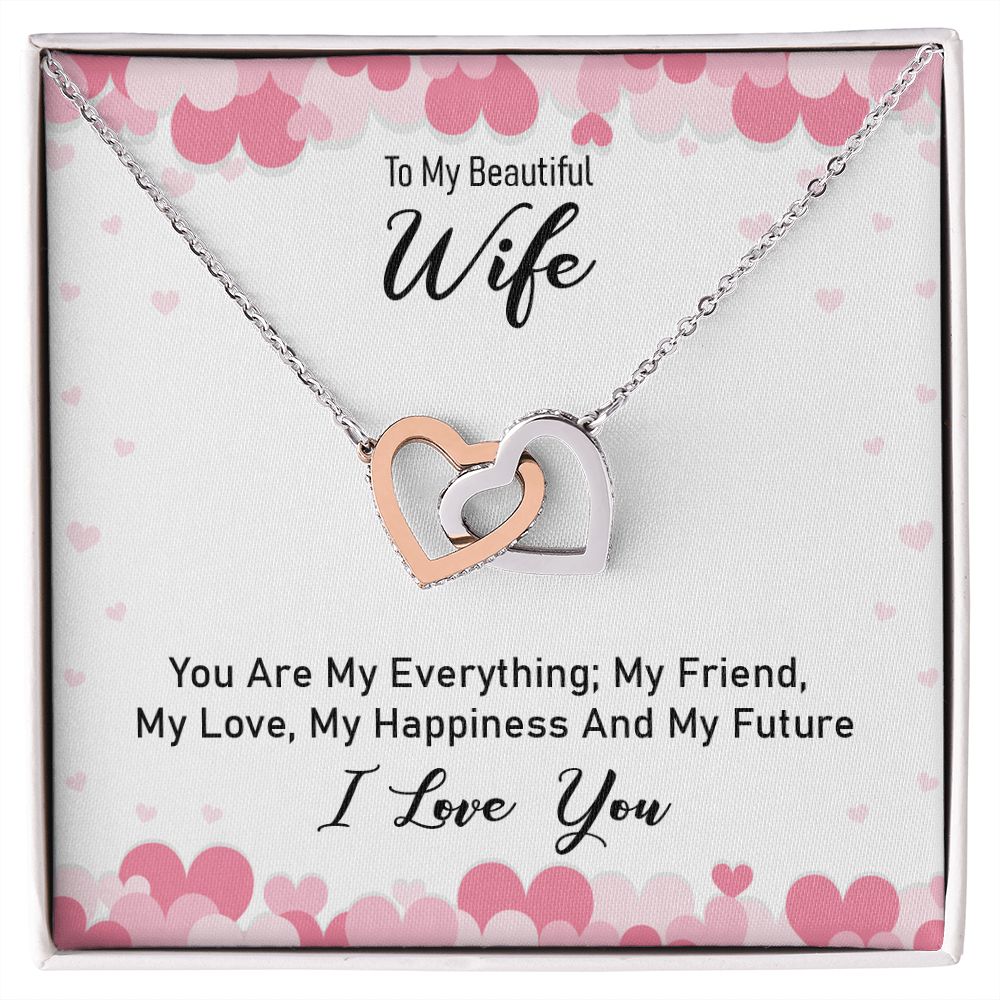 Gift For My Beautiful Wife - Double Heart Necklace