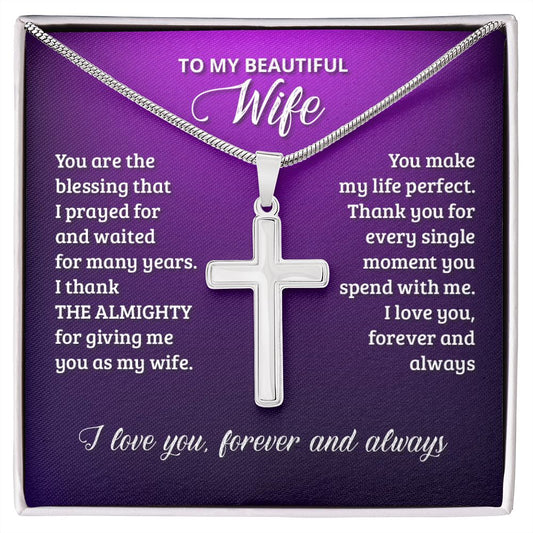 Gift For Beautiful Wife - Stainless Steel Cross Necklace