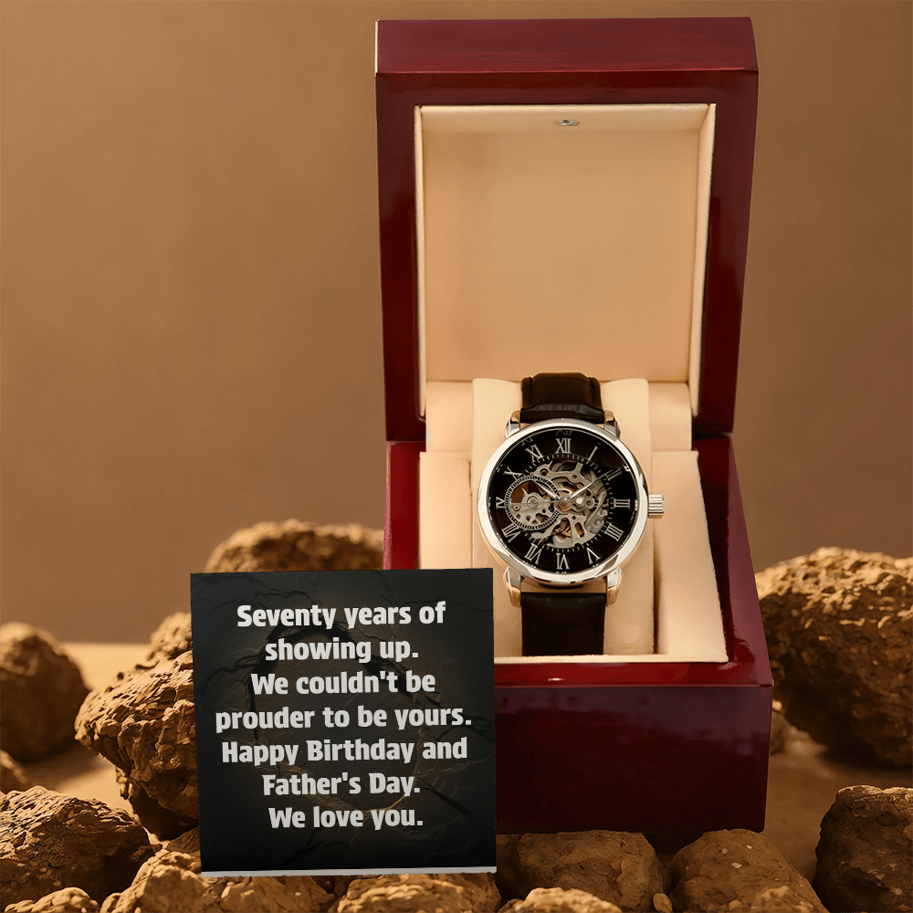 Openwork watch dial detail genuine leather strap