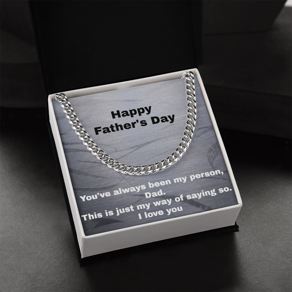Personalised Cuban chain message card gift for dad