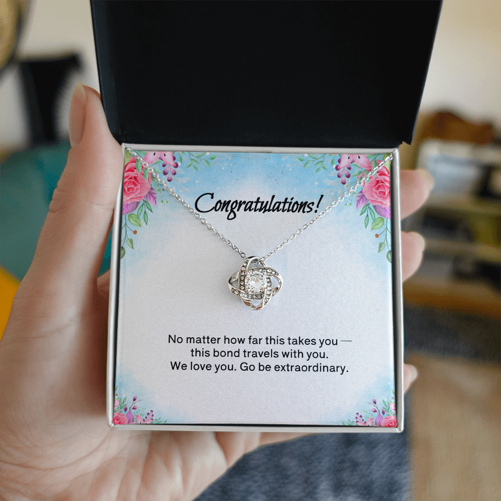 Congratulations: Love Knot Necklace for Daughter or Granddaughter