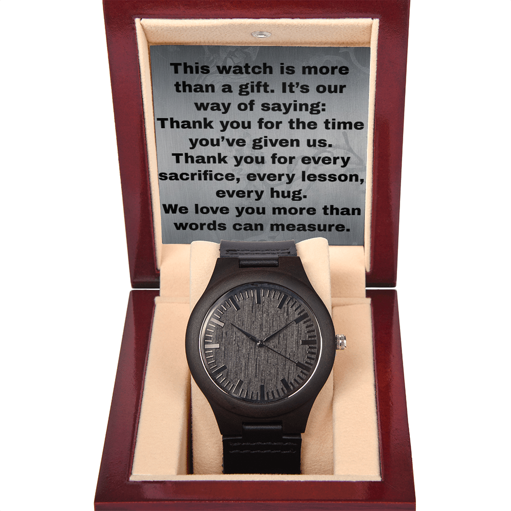 Sandalwood watch with leather strap in gift box
