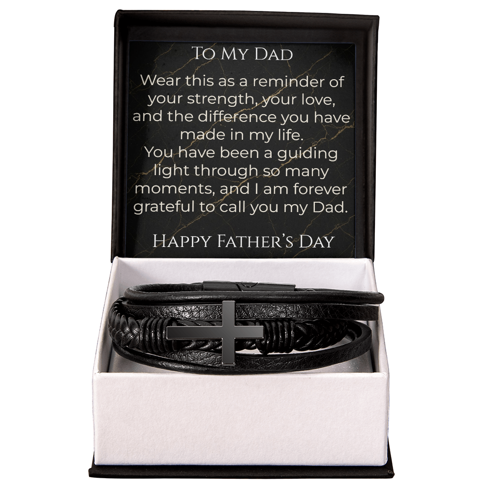 Men's Cross Leather Bracelet Father's Day