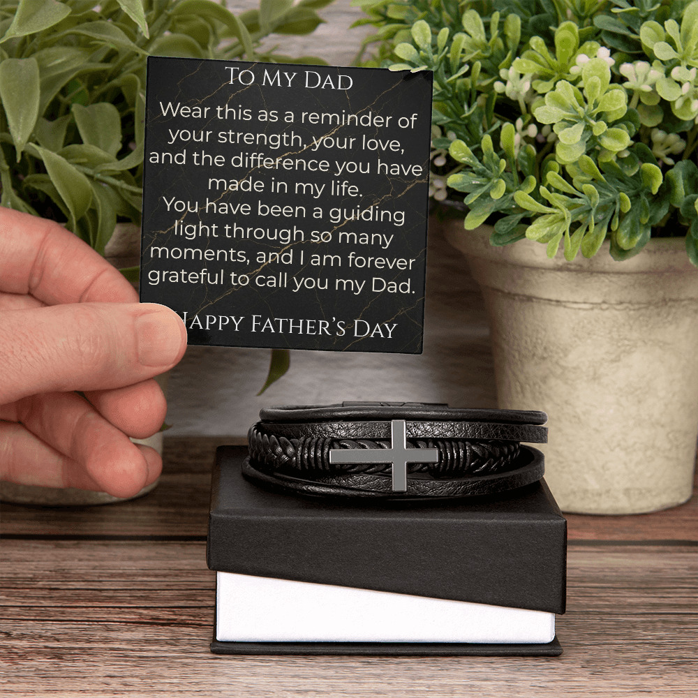 Men's Cross Leather Bracelet Father's Day