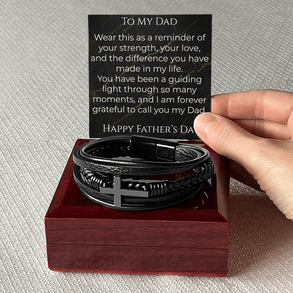 Men's Cross Leather Bracelet Father's Day
