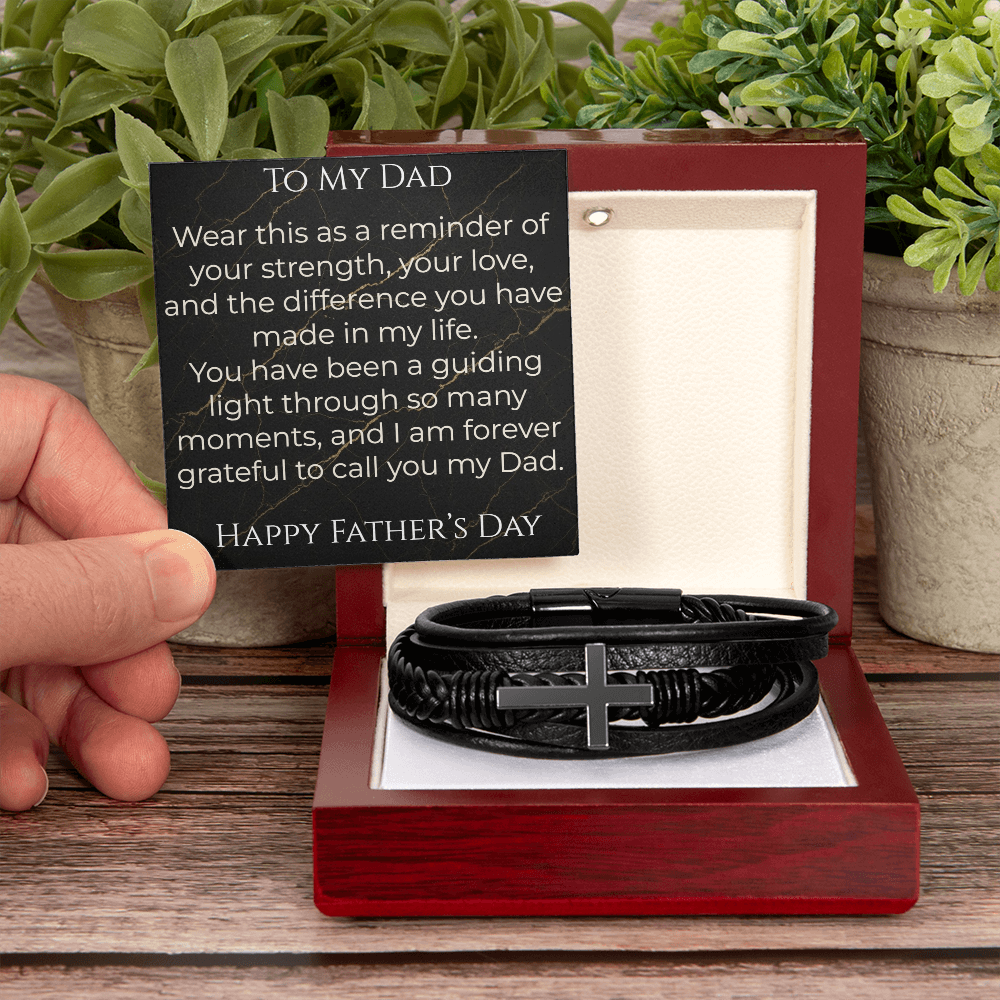Men's Cross Leather Bracelet Father's Day