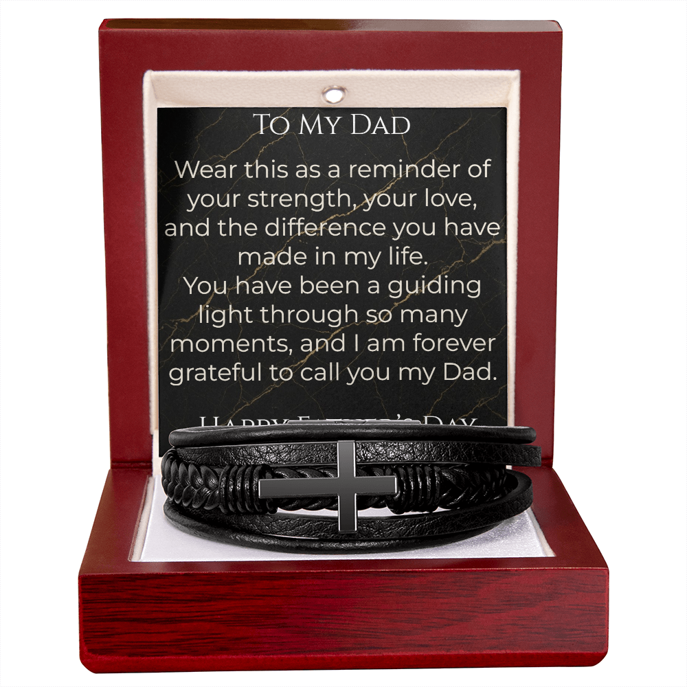 Men's Cross Leather Bracelet Father's Day