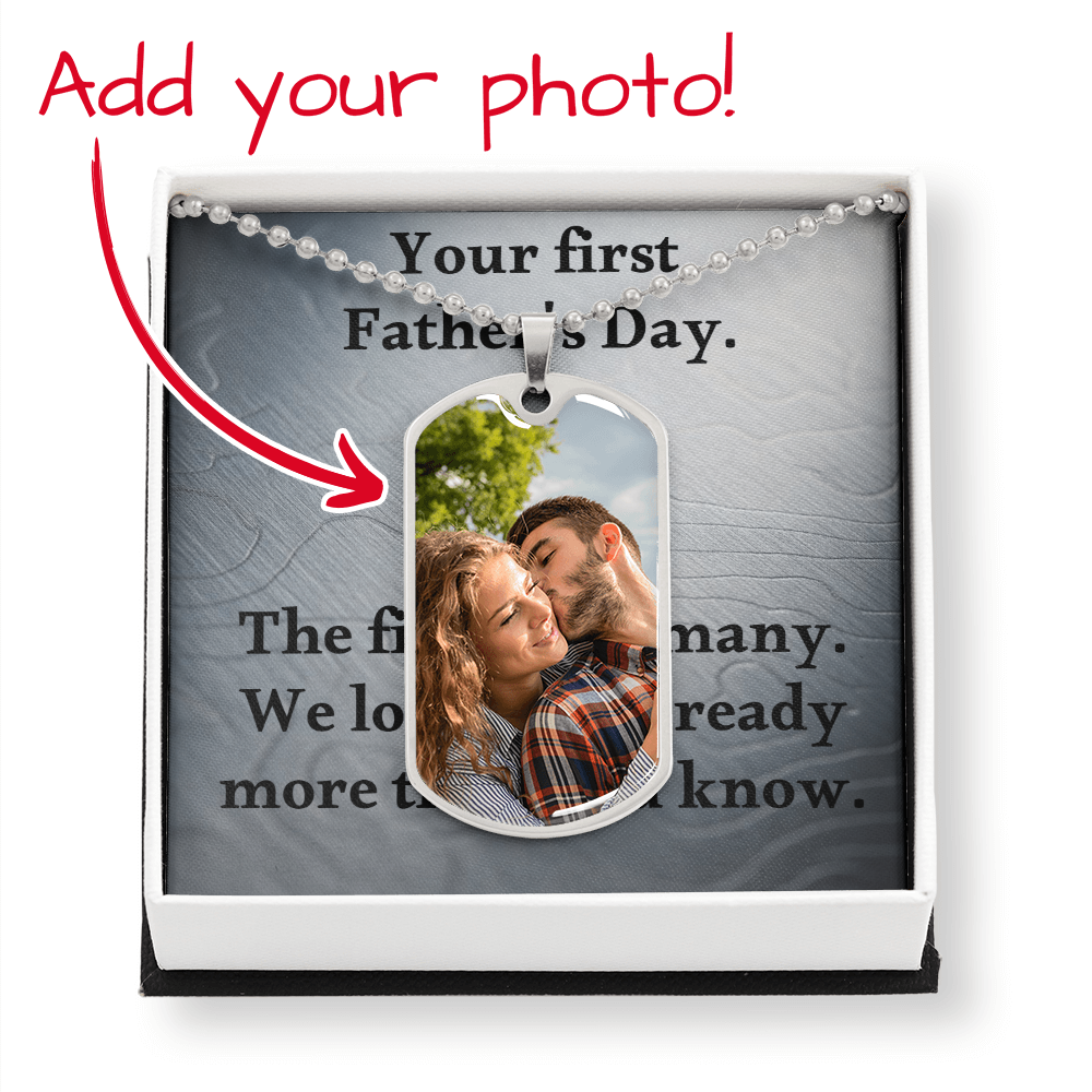 Dog tag necklace for dad — first Father's Day gift from baby
