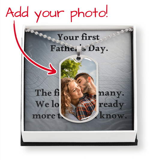 Dog tag necklace for dad — first Father's Day gift from baby