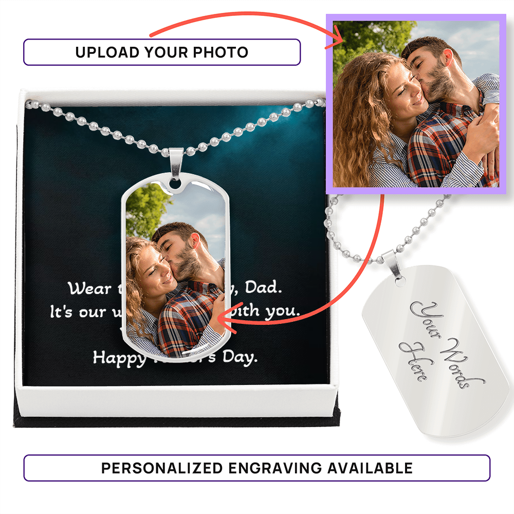 Engraved Dog Tag Necklace for Dad — Birthday Gift from Kids