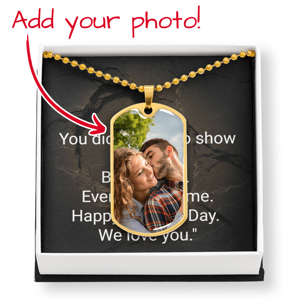 Dog tag necklace with photo engraving for stepfather