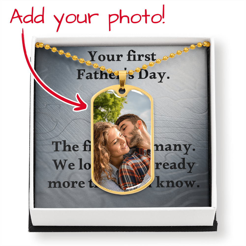 Personalised dog tag necklace new dad photo engraving
