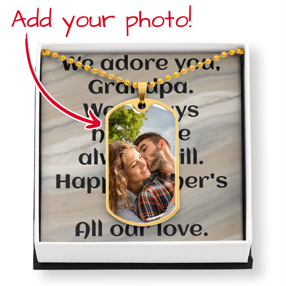 Dog tag necklace photo engraving grandpa gift