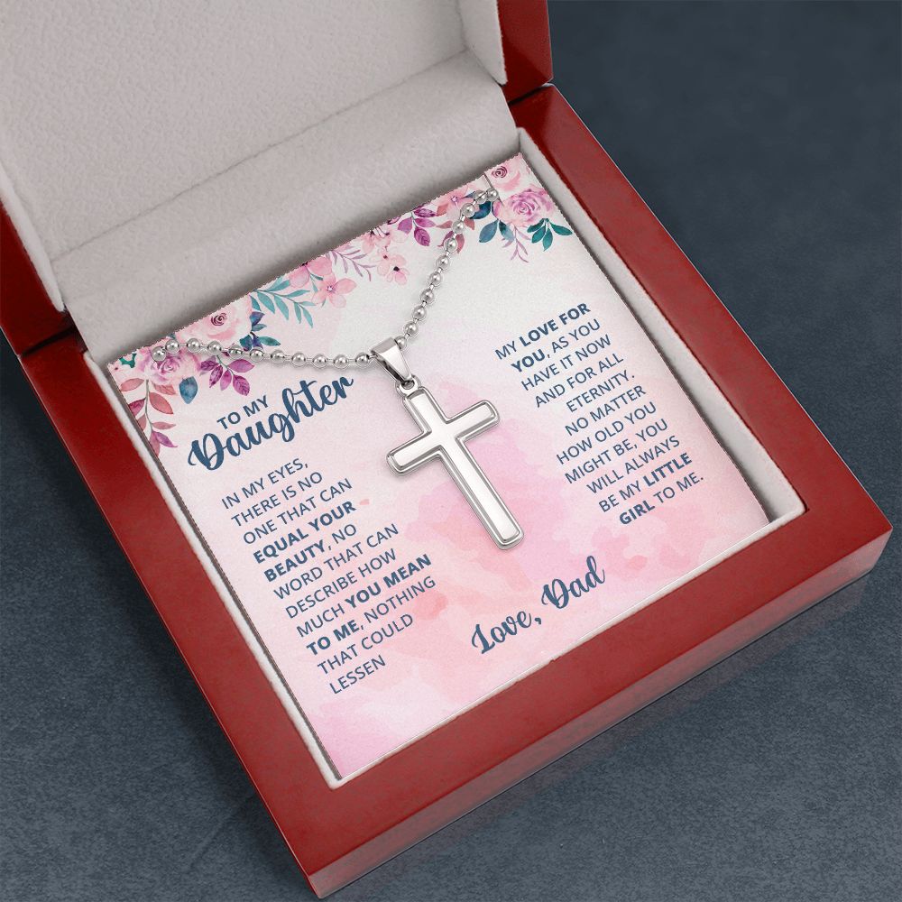 Gift For Daughter - Stainless Cross Necklace - From Dad