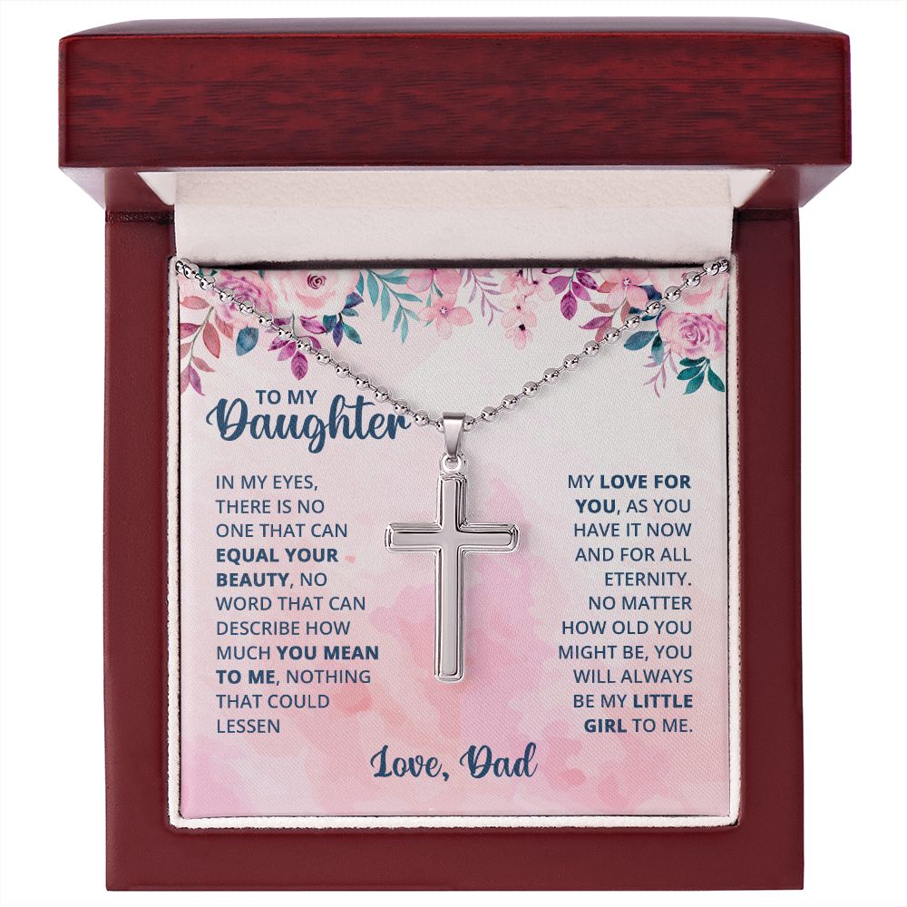 Gift For Daughter - Stainless Cross Necklace - From Dad