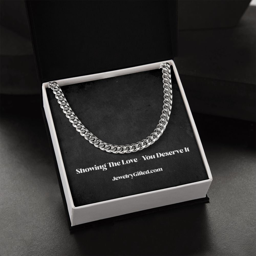 Stylish Cuban Link Chain Necklace for Him with meaningful message card from Jewelry Gifted
