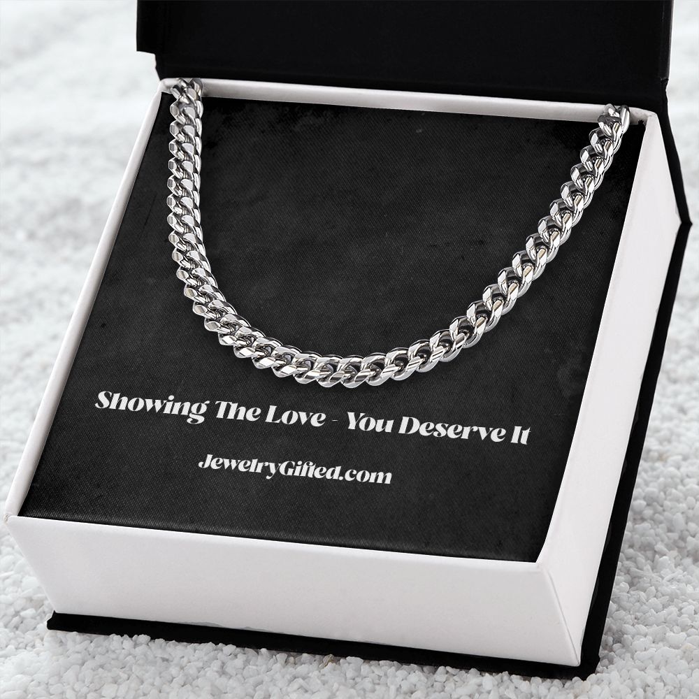 Stylish Cuban Link Chain Necklace for Him with meaningful message card from Jewelry Gifted