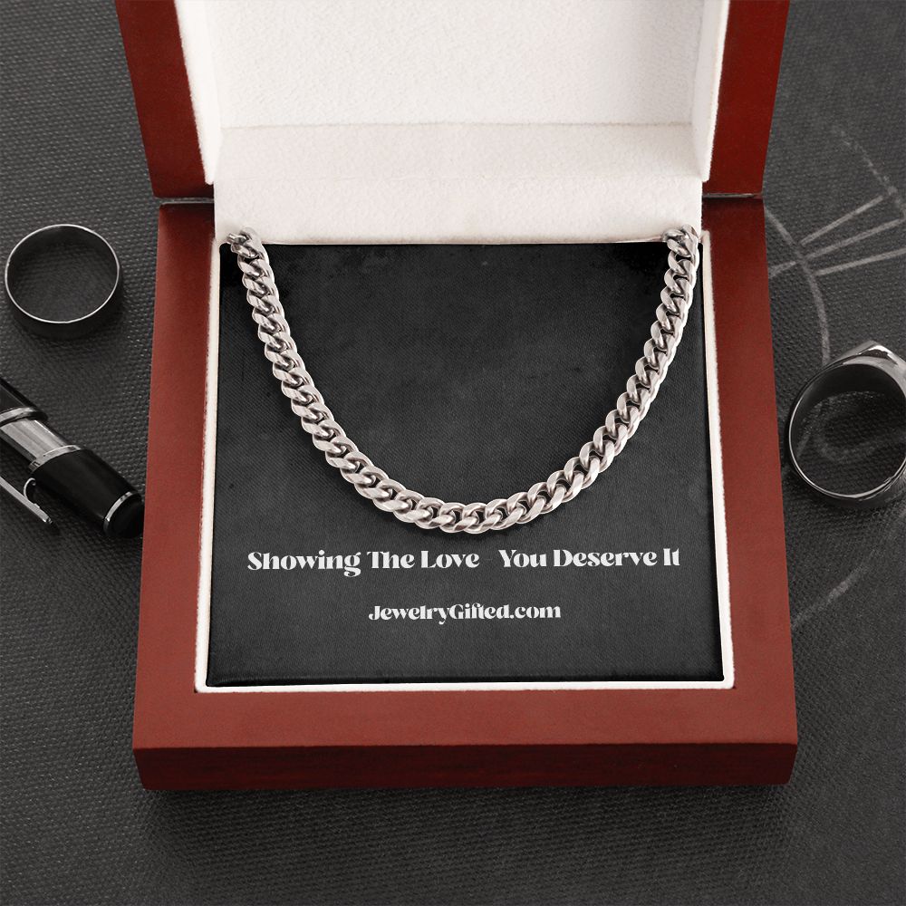 Stylish Cuban Link Chain Necklace for Him with meaningful message card from Jewelry Gifted